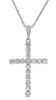 ESTATE .49CT DIAMOND 14KT WHITE GOLD 3D CLASSIC ROUND CROSS FLOATING PENDANT