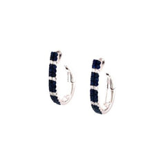 .80CT DIAMOND & AAA SAPPHIRE 18K WHITE GOLD DOUBLE ROW UMBRELLA CLIP ON EARRINGS
