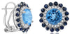 4.49CT DIAMOND & AAA SAPPHIRE & BLUE TOPAZ 14KT WHITE GOLD 3D ROUND FUN EARRINGS