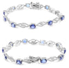 4.68CT DIAMOND & AAA SAPPHIRE 14KT WHITE GOLD OVAL & ROUND MULTI LEAF BRACELET