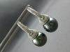 LARGE .50CT DIAMOND & AAA TAHITIAN PEARL 14KT WHITE GOLD HUGGIE HANGING EARRINGS