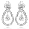 1.45CT DIAMOND 14KT WHITE GOLD 3D ROUND & PEAR SHAPE TEAR DROP HANGING EARRINGS