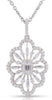 .64CT DIAMOND 14KT WHITE GOLD 3D ROUND & BAGUETTE FLORAL SQUARE FLOATING PENDANT