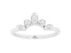 .15CT DIAMOND 14KT WHITE GOLD 3D ROUND BEZEL MULTI LEAF V SHAPE ANNIVERSARY RING