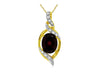 2.28CT DIAMOND & AAA GARNET 14KT 2 TONE GOLD 3D OVAL LOVE KNOT TEAR DROP PENDANT