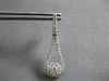 ESTATE .88CT DIAMOND 14KT WHITE GOLD CLASSIC FLOWER TEAR DROP HANGING EARRINGS