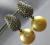 ESTATE LARGE 2.65CT MOCHA DIAMOND & AAA GOLDEN SOUTH SEA PEARL 18KT BLACK GOLD EARRINGS