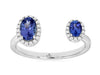 .75CT DIAMOND & AAA TANZANITE 14K WHITE GOLD OVAL & ROUND DOUBLE FLOWER FUN RING