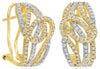 WIDE .77CT DIAMOND 14KT YELLOW GOLD MULTI ROW LOVE KNOT CLIP ON HANGING EARRINGS
