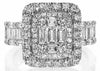 LARGE 2.08CT DIAMOND 18KT WHITE GOLD 3D ROUND & BAGUETTE SQUARE ENGAGEMENT RING
