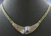 LARGE & LONG 1.26CT DIAMOND 14K 2 TONE GOLD 3D ROUND & BAGUETTE V SHAPE NECKLACE
