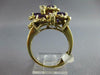 ANTIQUE LARGE 1.59CT DIAMOND & AAA AMETHYST 14KT YELLOW GOLD 3D FLOWER FUN RING
