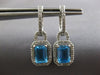 2.38 DIAMOND & AAA BLUE TOPAZ 14K WHITE GOLD EMERALD CUT & ROUND EARRINGS #28159