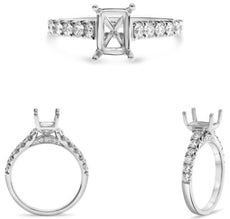 .53CT DIAMOND 14K WHITE GOLD ROUND RECTANGULAR SEMI MOUNT ENGAGEMENT RING