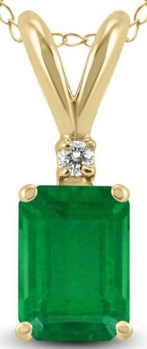 .92CT DIAMOND & AAA EMERALD 14KT YELLOW GOLD 3D ROUND & SQUARE SOLITAIRE PENDANT