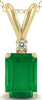 .92CT DIAMOND & AAA EMERALD 14KT YELLOW GOLD 3D ROUND & SQUARE SOLITAIRE PENDANT