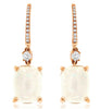 5.95CT DIAMOND & AAA OPAL 14KT ROSE GOLD CUSHION & ROUND SQUARE HANGING EARRINGS