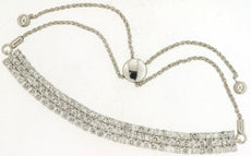 3.0CT DIAMOND 14KT WHITE GOLD 3D 3 ROW FLEXIBLE BAR ADJUSTABLE TENNIS BRACELET