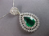 LARGE 5.32CT DIAMOND & AAA EMERALD 14KT WHITE GOLD 3D PEAR SHAPE PENDANT #27493