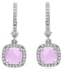 1.90CT DIAMOND & AAA ROSE QUARTZ 14KT WHITE GOLD 3D CUSHION & ROUND FUN EARRINGS