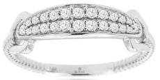 .25CT DIAMOND 14K WHITE GOLD CLASSIC 2 ROW GRADUATING LOVE KNOT ANNIVERSARY RING