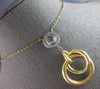 LARGE .61CT DIAMOND & AAA LIGHT BLUE TOPAZ 14KT 2 TONE GOLD 3D CIRCULAR NECKLACE