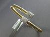 .52CT DIAMOND 14KT 2 TONE GOLD 3D PAVE CRISS CROSS FLEXIBLE CUFF BANGLE BRACELET