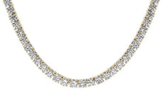 28.70CT DIAMOND 14KT YELLOW GOLD 3D CLASSIC ROUND ETERNITY TENNIS LOVE NECKLACE