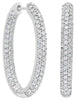2.11CT DIAMOND 14K WHITE GOLD 3D 3 ROW PAVE INSIDE OUT HOOP FUN HANGING EARRINGS