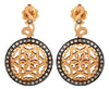 .44CT MOCHA DIAMOND 18K BLACK & ROSE GOLD MULTI HEART FILIGREE CIRCULAR EARRINGS