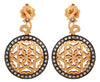 .44CT MOCHA DIAMOND 18K BLACK & ROSE GOLD MULTI HEART FILIGREE CIRCULAR EARRINGS