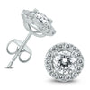 ESTATE 2.0CT DIAMOND 14KT WHITE GOLD 3D CLASSIC ROUND HALO FLOWER STUD EARRINGS