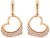 ESTATE .25CT DIAMOND 14KT ROSE GOLD 3D CLASSIC OPEN HEART LOVE HANGING EARRINGS