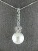 .62CT DIAMOND & AAA SOUTH SEA PEARL 14KT WHITE GOLD 3D FLOWER FLOATING PENDANT