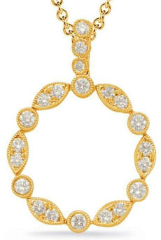 .51CT DIAMOND 14KT YELLOW GOLD ROUND & MARQUISE SHAPE CIRCULAR FLOATING PENDANT