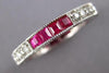 .96CT DIAMOND & AAA RUBY 14K WHITE GOLD ROUND & PRINCESS ANNIVERSARY RING #27357