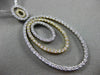 ESTATE LARGE 2.21CT DIAMOND 14K WHITE & YELLOW GOLD TRIPLE OVAL FLOATING PENDANT