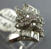 WIDE 1.0CT DIAMOND 14KT WHITE GOLD ROUND & BAGUETTE CRISS CROSS CLUSTER FUN RING