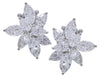 LARGE 12.2CT DIAMOND PLATINUM PEAR SHAPE & MARQUISE CLUSTER FLOWER STUD EARRINGS