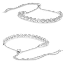 .74CT DIAMOND 14KT WHITE GOLD 3D ROUND FILIGREE ADJUSTABLE FUN TENNIS BRACELET