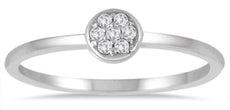 ESTATE .10CT DIAMOND 14K WHITE GOLD CLASSIC ROUND PAVE FLOWER CIRCULAR LOVE RING