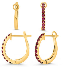 ESTATE .50CT AAA RUBY 14K YELLOW GOLD CLASSIC OVAL CLIP ON HOOP HANGING EARRINGS