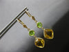 LARGE 7.80CT AAA CITRINE & AAA PERIDOT 14K YELLOW GOLD LEVERBACK EARRINGS #27904