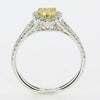 .97CT WHITE & FANCY YELLOW DIAMOND 18KT 2 TONE GOLD HEART SHAPE ENGAGEMENT RING