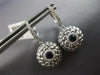 LARGE .61CT DIAMOND & AAA SAPPHIRE 14KT WHITE GOLD ROUND FLORAL HANGING EARRINGS