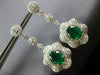 ESTATE EXTRA LARGE 10.14CT DIAMOND & AAA EMERALD 18K WHITE GOLD HANGING EARRINGS