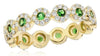 1.12CT DIAMOND & AAA TSAVORITE 18KT YELLOW GOLD MULTI FLOWER ETERNITY LOVE RING