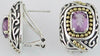 LARGE 2.70CT AAA AMETHYST 14KT YELLOW GOLD & 925 SILVER CLIP ON HANGING EARRINGS