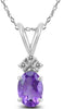 1.06CT DIAMOND & AAA AMETHYST 14KT WHITE GOLD 3D OVAL & ROUND CLASSIC PENDANT