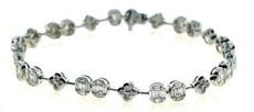 3.84CT DIAMOND 18KT WHITE GOLD 3D ROUND & BAGUETTE 4 LEAF CLOVER TENNIS BRACELET